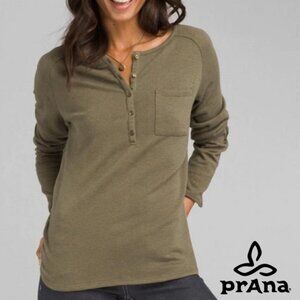 Prana Hensley Rye Green Long Sleeve Henley Shirt - sz. M